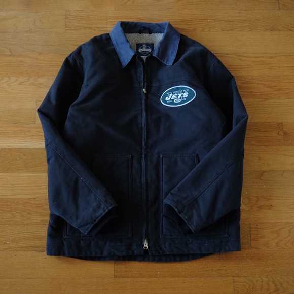 NFL New York Jets Hard Wear by Reebok Men Blue Sherpa Lined Work Jacket M Sporty - Picture 4 of 8